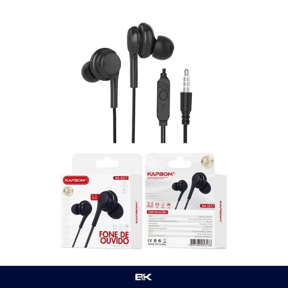 FONE DE OUVIDO INTRA AURICULAR KA-5317 (PROMOÇÃO POR TEMPO LIMITADO)