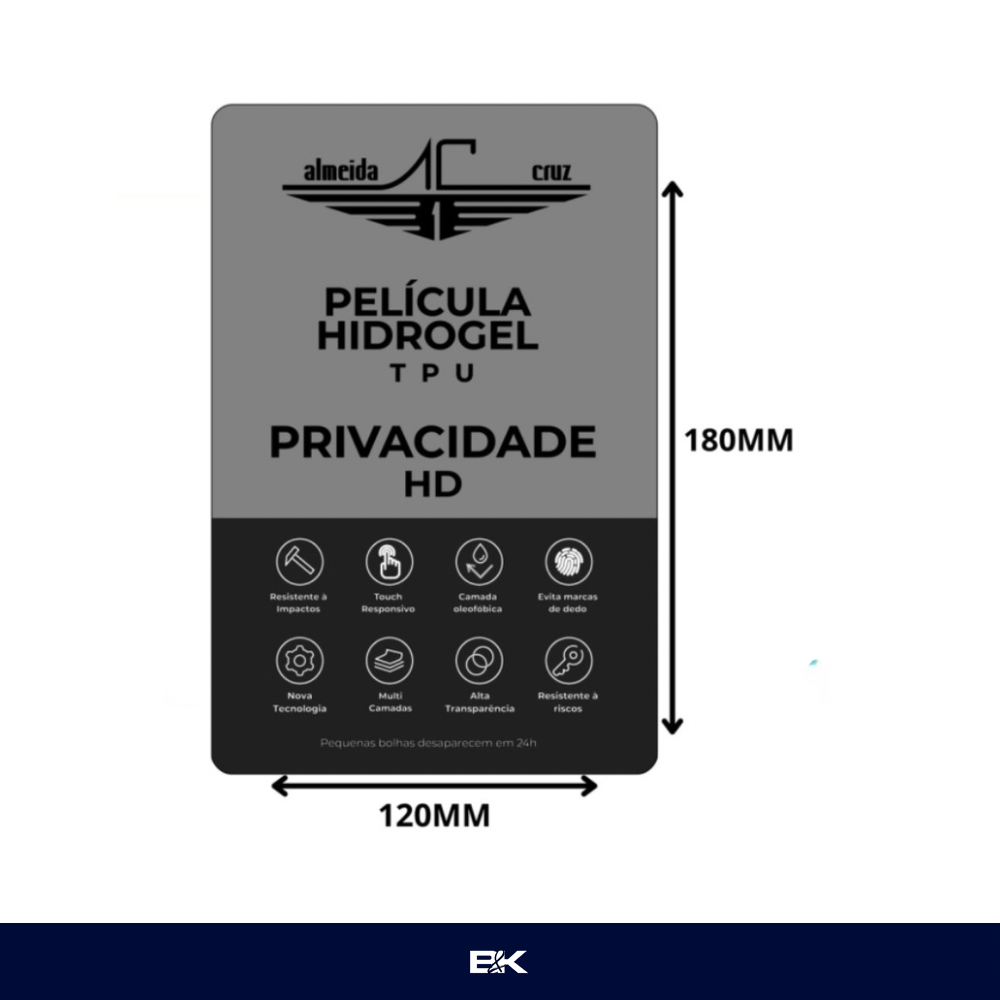 INSUMO PELÍCULA HIDROGEL PRIVACIDADE HD ALMEIDA CRUZ - UNIDADE