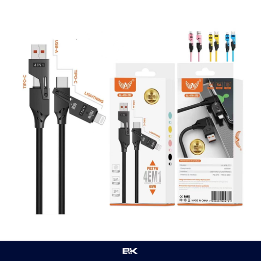 CABO 4 EM 1 MULTIUSO USB/PD TIPO C/LIGHTNING AL-478-2T2