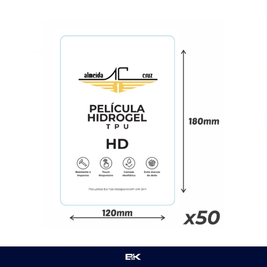 INSUMO PELÍCULA HIDROGEL HD ALMEIDA CRUZ - PACOTE COM 50 FOLHAS