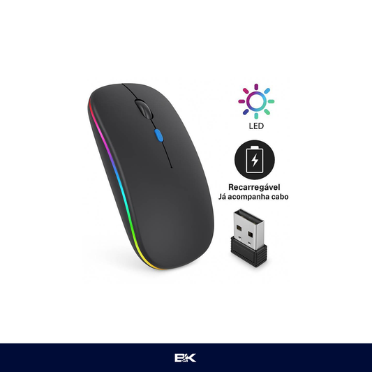 MOUSE RECARREGÁVEL COM RECEPTOR USB+BLUETOOTH