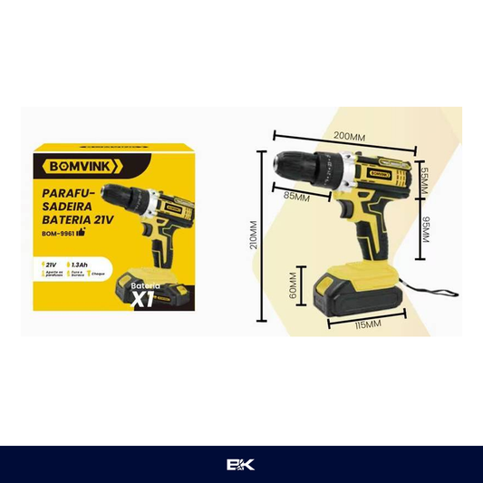 PARAFUSADEIRA RECARREGÁVEL 12V PORTÁTIL BOMVINIK BOM-9960