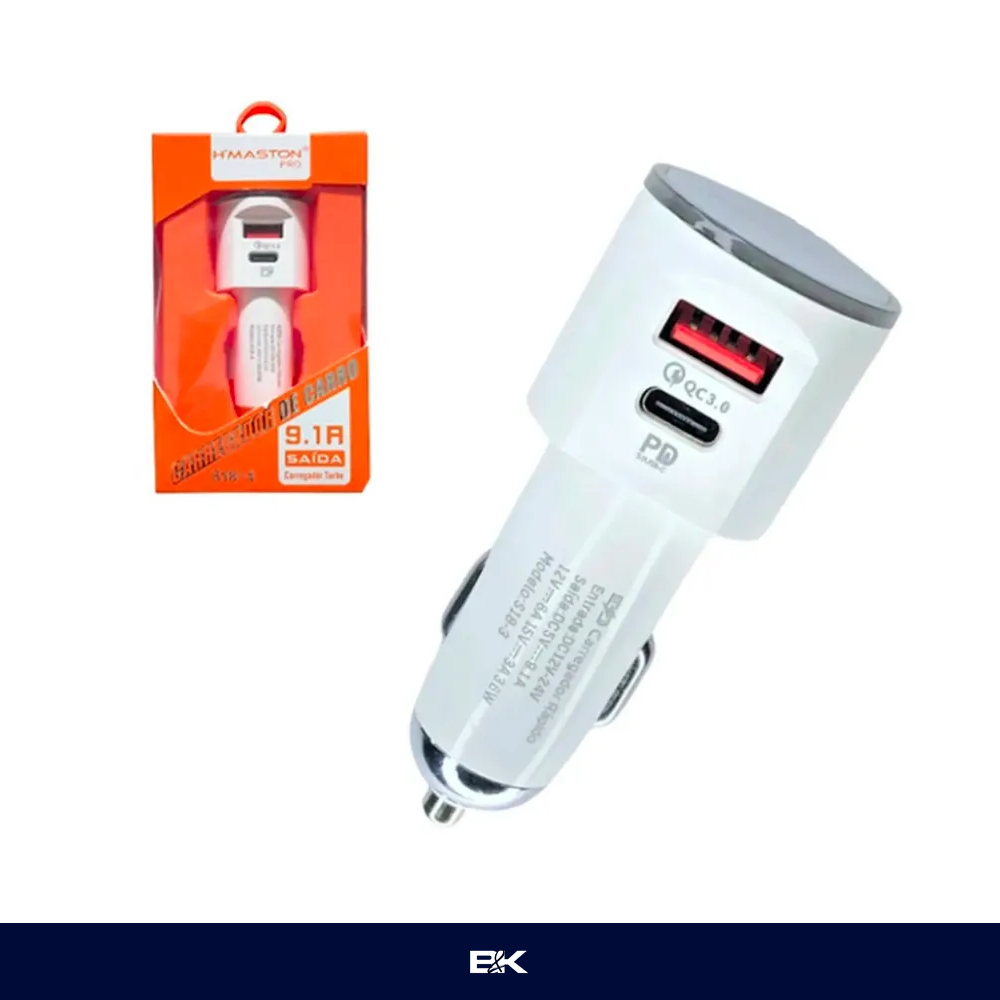 FONTE VEICULAR TURBO USB + PD 48W HMASTON S18-4