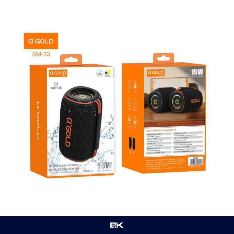 CAIXA DE SOM 15W PROVA D'ÁGUA IPX6 A'GOLD SM-33